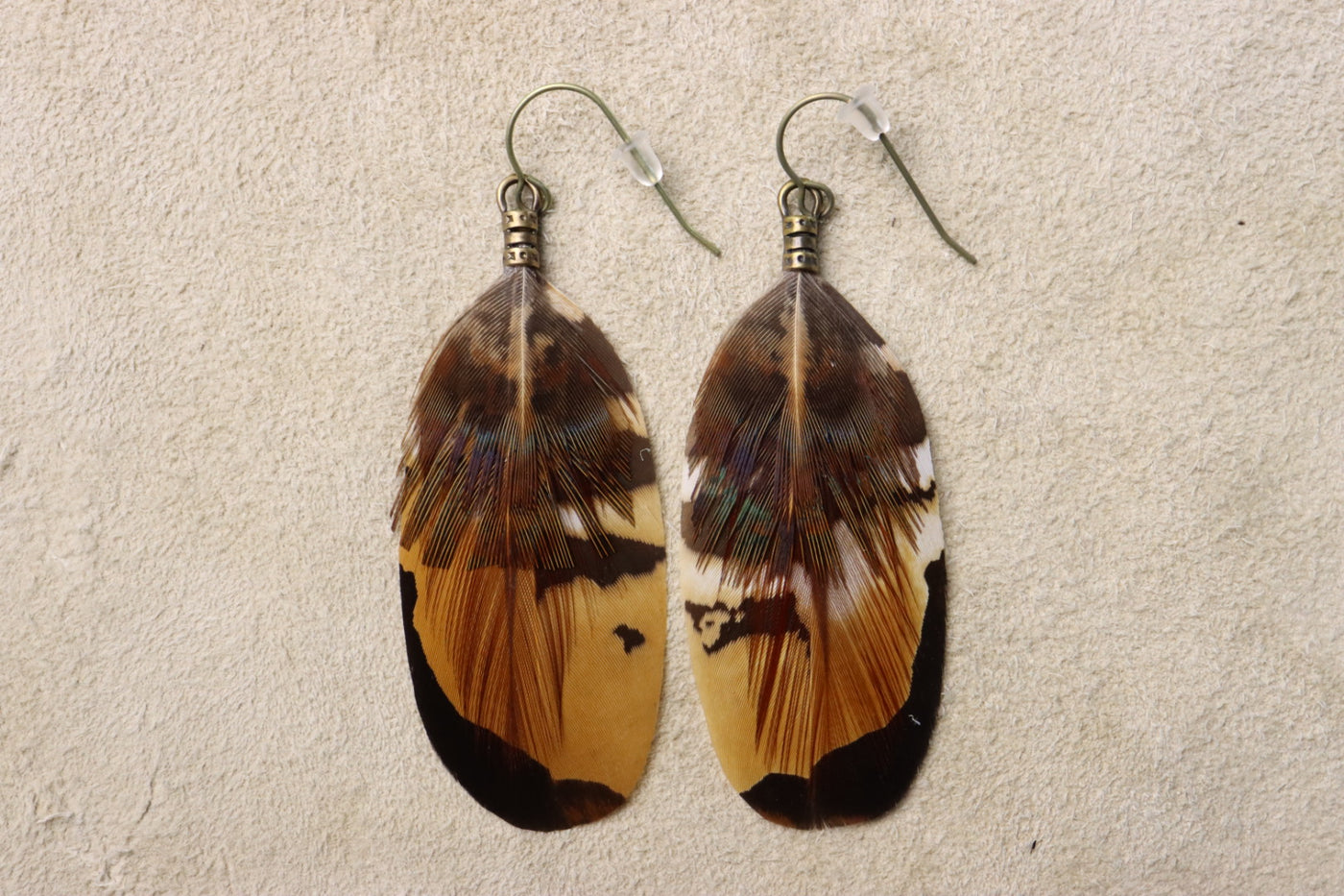 Tiger’s Eye Feather Dangles
