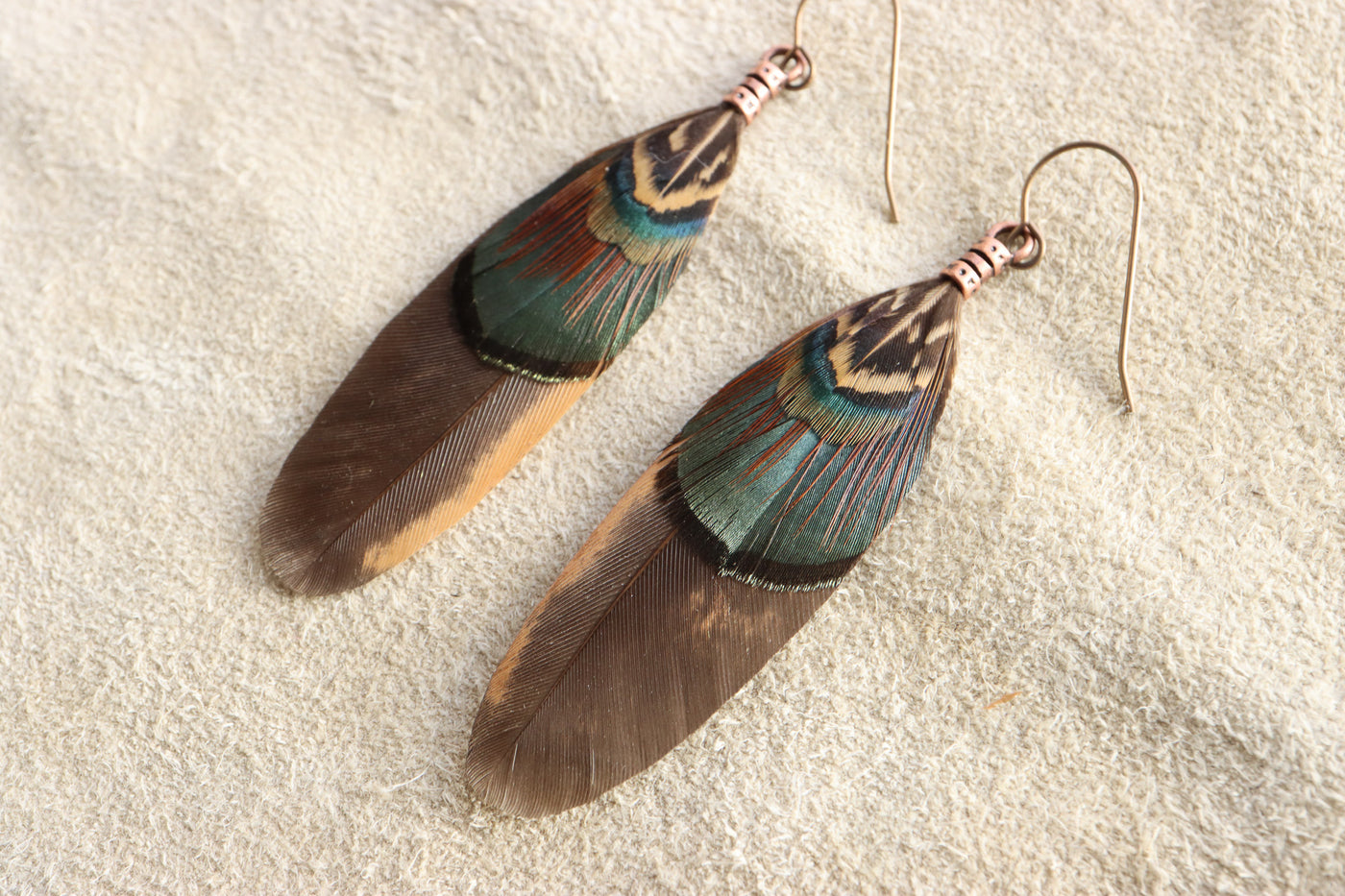 Desert Green Feather Dangles