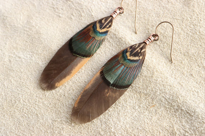 Desert Green Feather Dangles