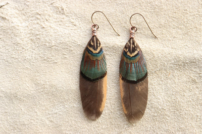 Desert Green Feather Dangles