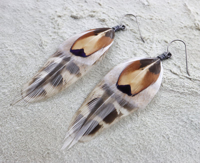 Desert Pearl Feather Dangles