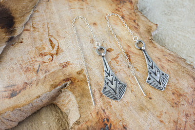 "Sacred Direction" Sterling Silver Threader Dangle Earrings 