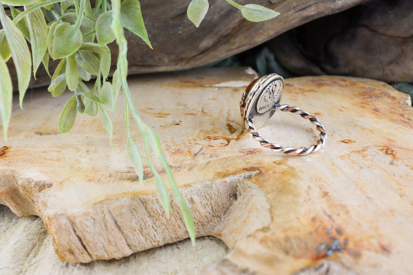 Red Jasper Olive Branch Ring Made With Copper and Sterling Silver