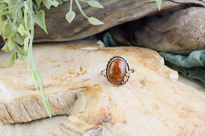 Red Jasper Olive Branch Ring Made With Copper and Sterling Silver