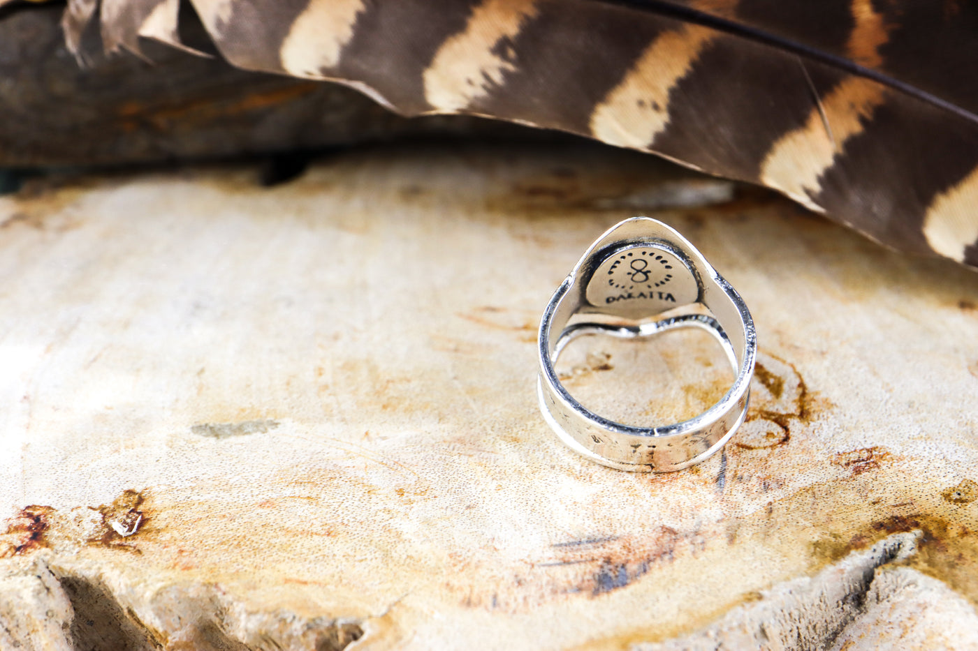 Sterling Silver Saddle Ring with Etched Pattern
