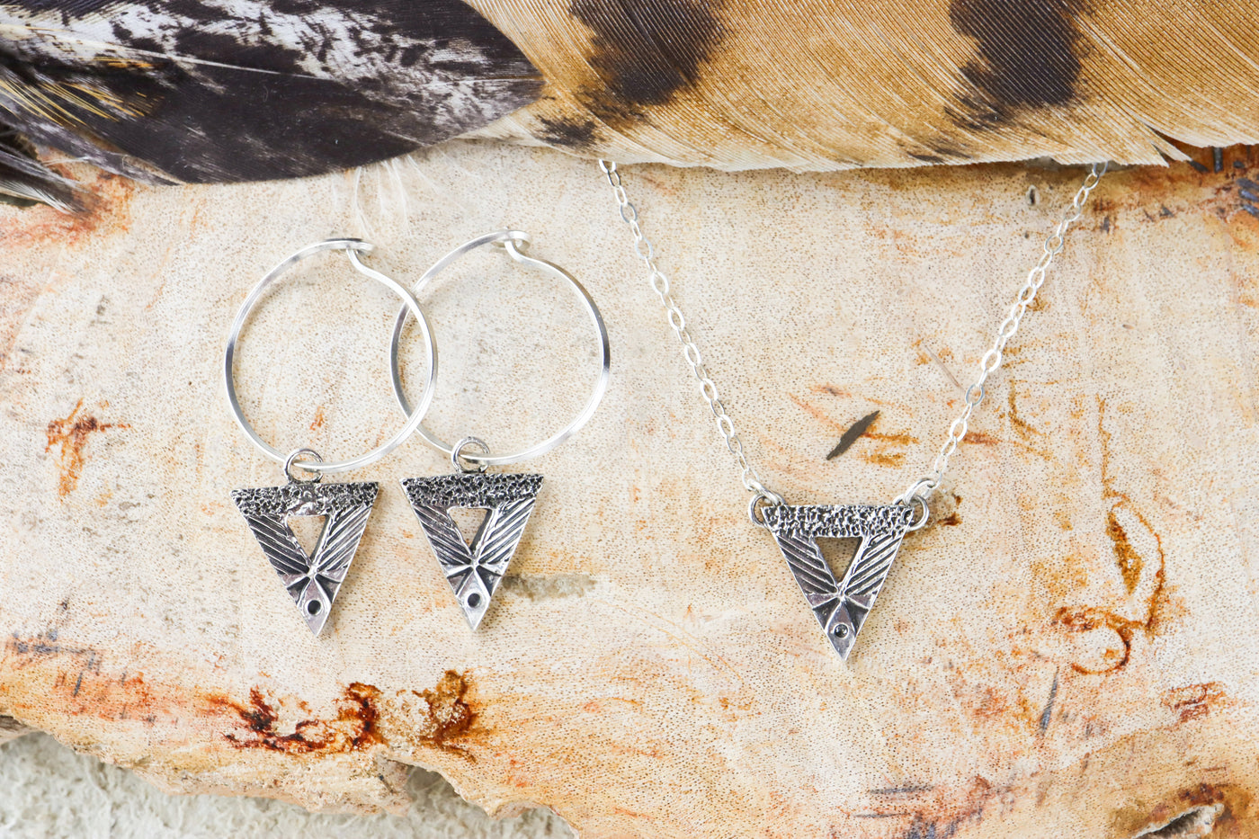 Inner Knowing Triangular Geo Necklace and Earrings