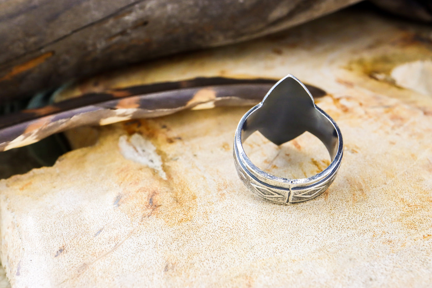 Sterling Silver Saddle Ring With Etched Accents