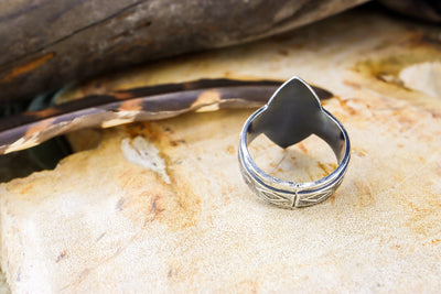 Sterling Silver Saddle Ring With Etched Accents