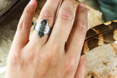 Sterling Silver Saddle Ring With Etched Accents