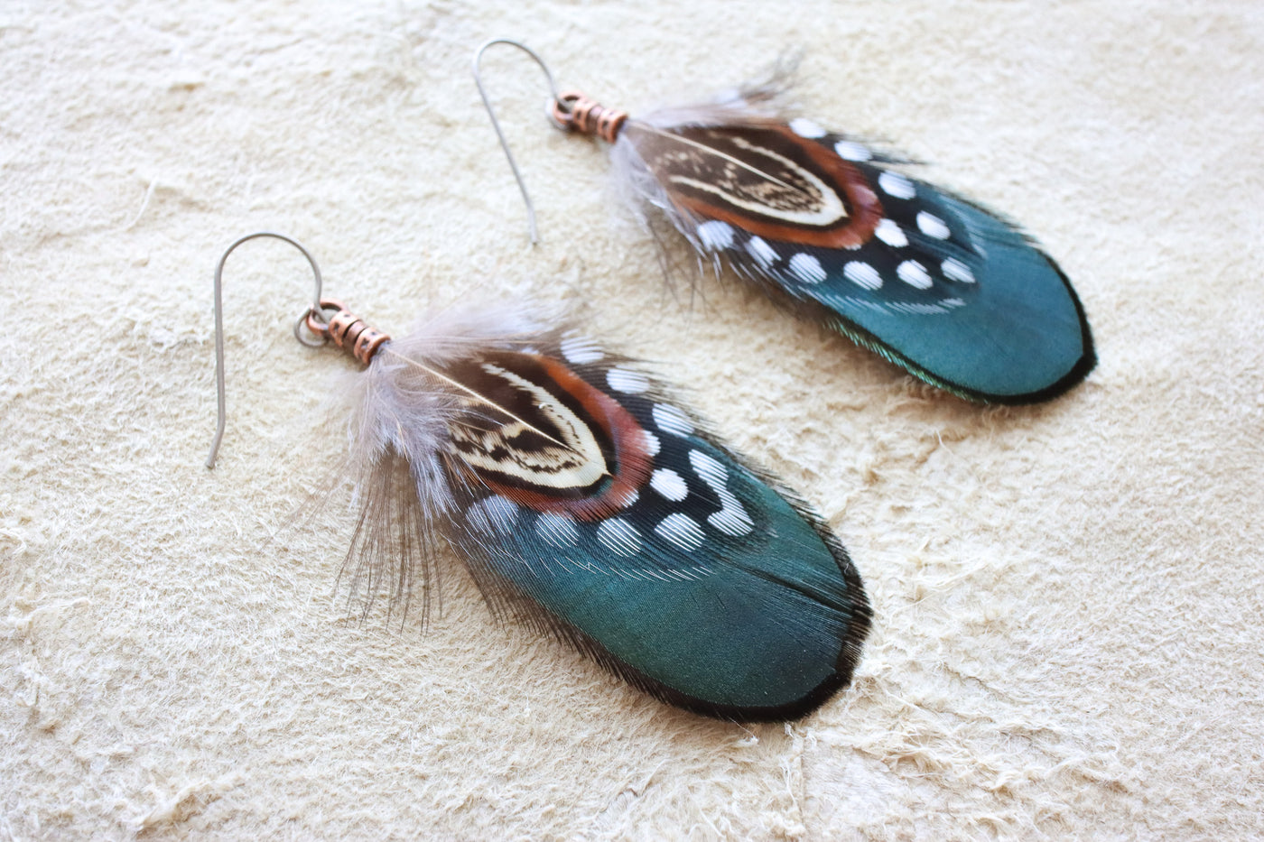 Emerald Feather Earrings